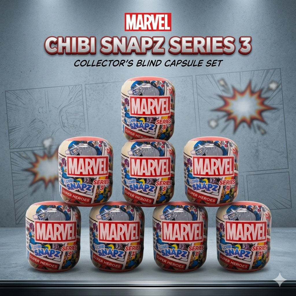 Marvel Super Heroes Series 3 Chibi Snapz : Lot of 10 - NEW Sealed Blind Capsules