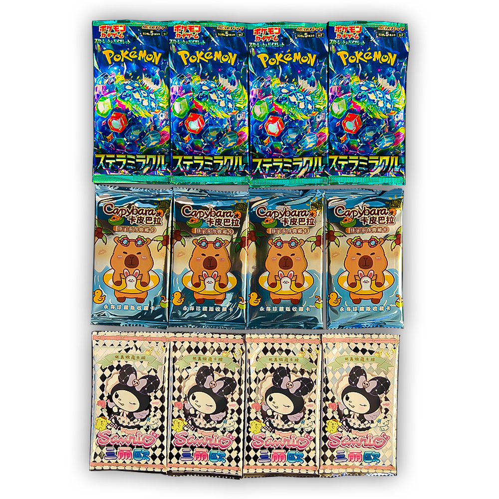 ($1.65) 12 Packs - Pokemon, Capybara & Sanrio Trading Card Packs